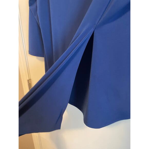 Chico's The Ultimate Tee blue 3/4 sleeve asymetrical liquid knit top 2 US L 12 - Picture 4 of 9